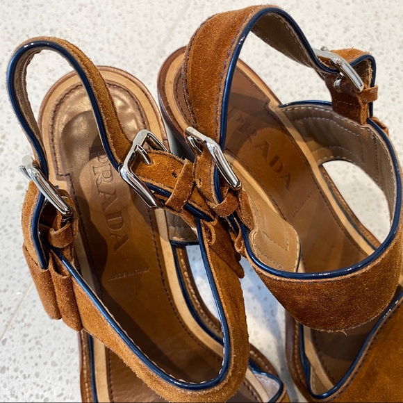 Prada brown leather and suede sandals in EU 37.5 / US 7 - Picture 6 of 8